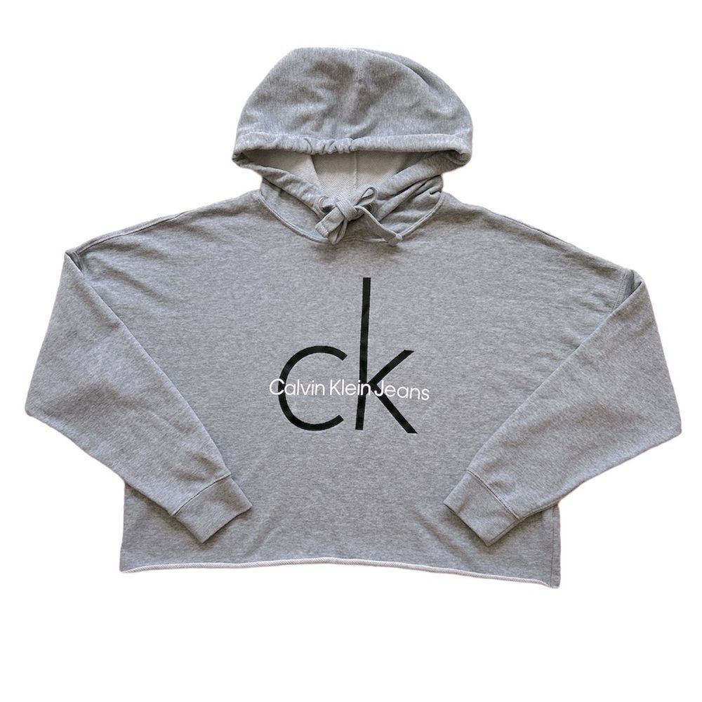 Calvin Klein Jeans Logo Cropped Hoodie Size Large in GUC